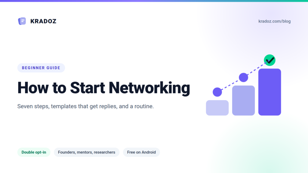 How to start networking, shown as three rising steps