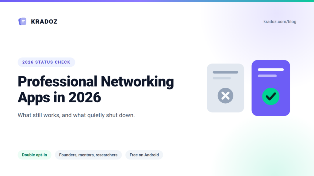 Professional networking apps in 2026, shown as one closed app and one that still works