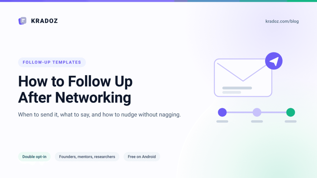 How to follow up after networking, shown as a message and a follow-up timeline