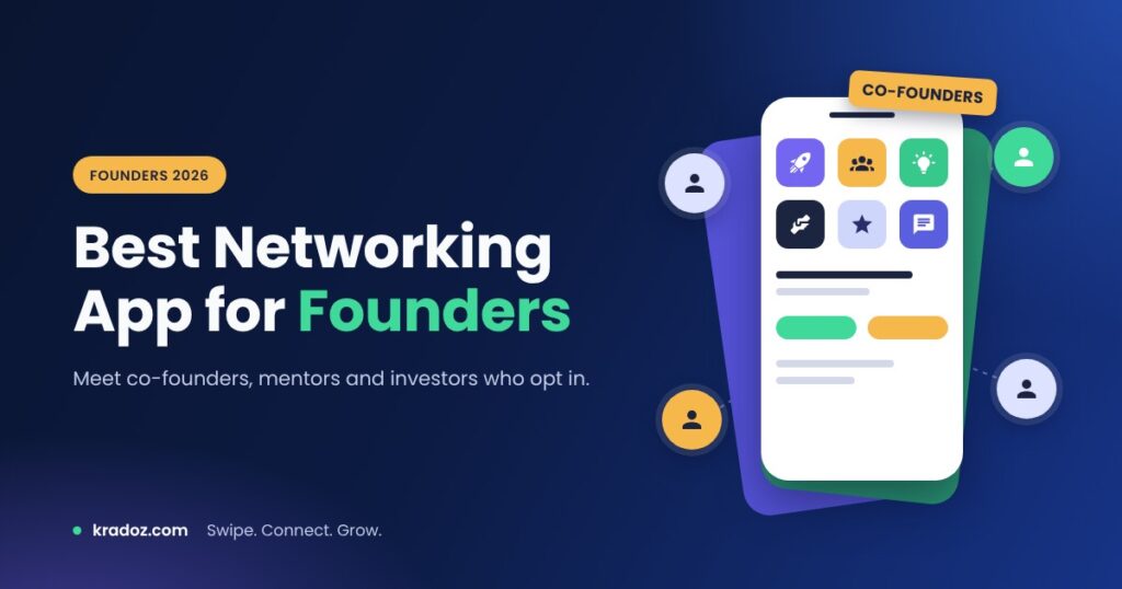 Best networking app for founders in 2026, shown as app tiles on a phone