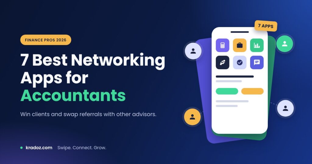 Best networking apps for accountants in 2026, shown as app tiles on a phone