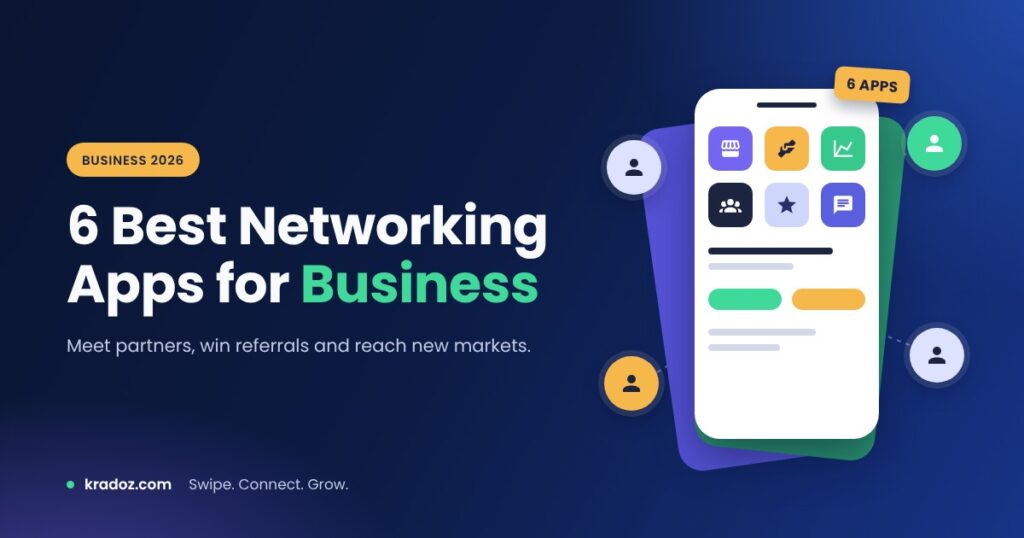 Best networking apps for business in 2026, shown as app tiles on a phone