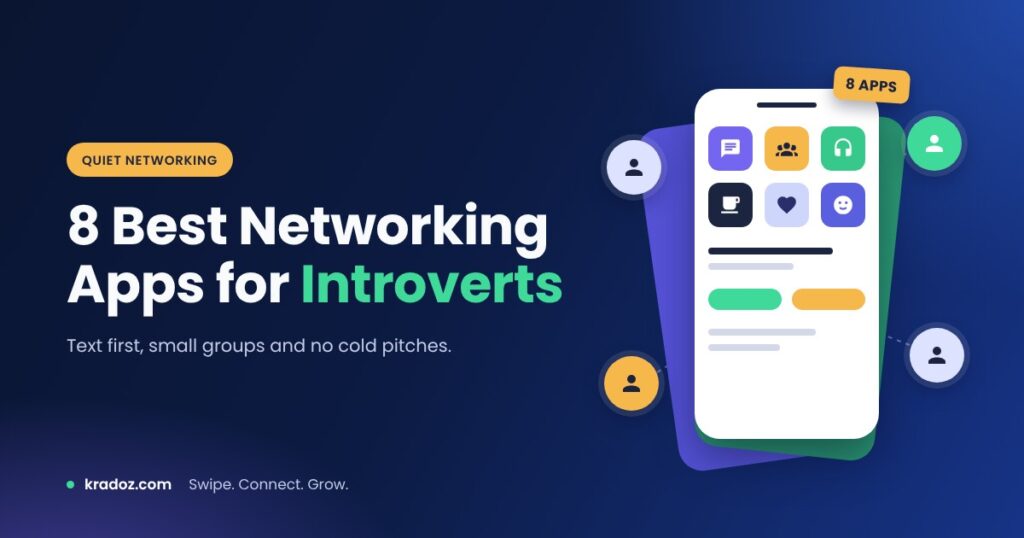 Best networking apps for introverts in 2026, shown as app tiles on a phone