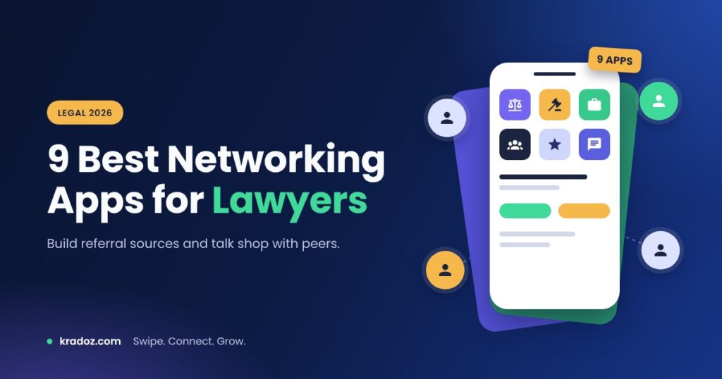 Best networking apps for lawyers in 2026, shown as app tiles on a phone