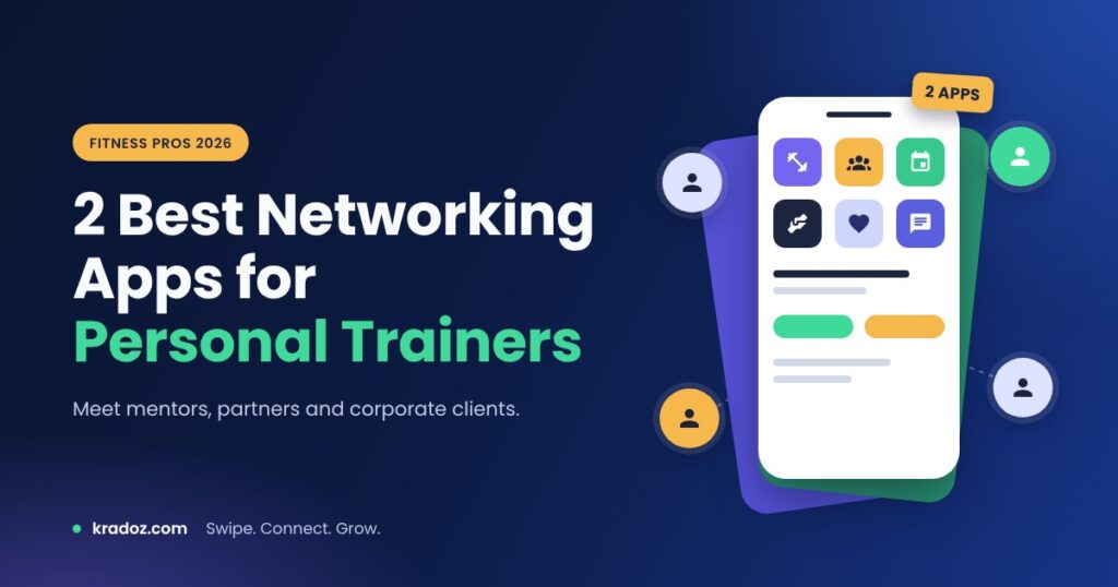 Best networking apps for personal trainers in 2026, shown as app tiles on a phone
