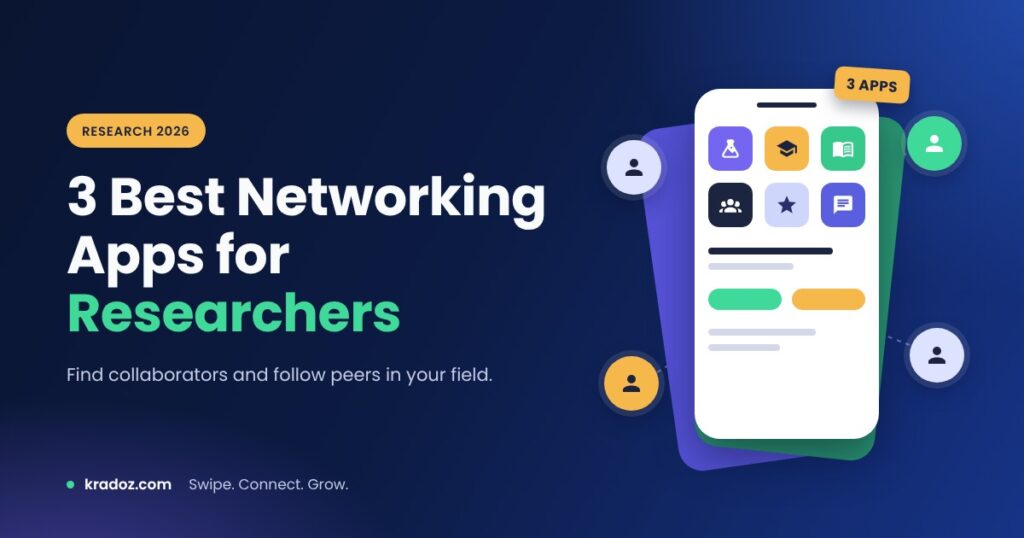 Best networking apps for researchers in 2026, shown as app tiles on a phone