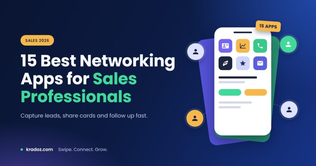 Best networking apps for sales professionals in 2026, shown as app tiles on a phone